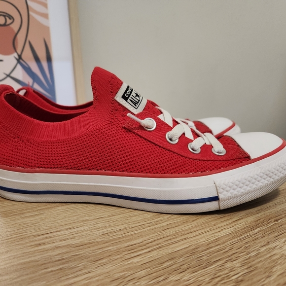 Size 7 37.5 CONVERSE Red Shoreline Low Top Sneakers Stretch Elastic RRP $120 - Picture 4 of 10